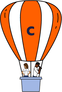 Orange Chooz Marketing hot air balloon illustration