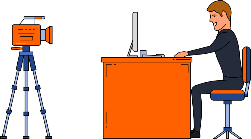 Lawyer sitting in front of camera illustration