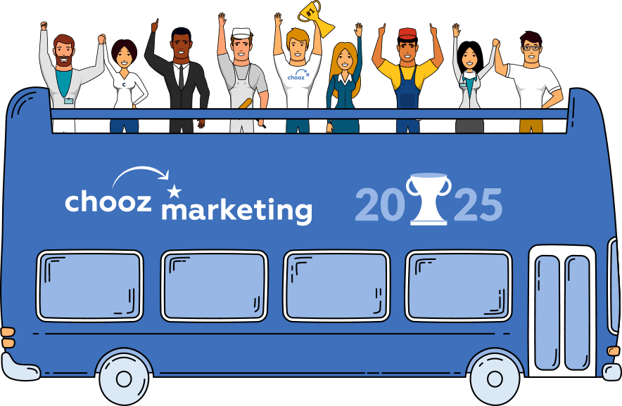 blue Chooz Marketing truck illustration