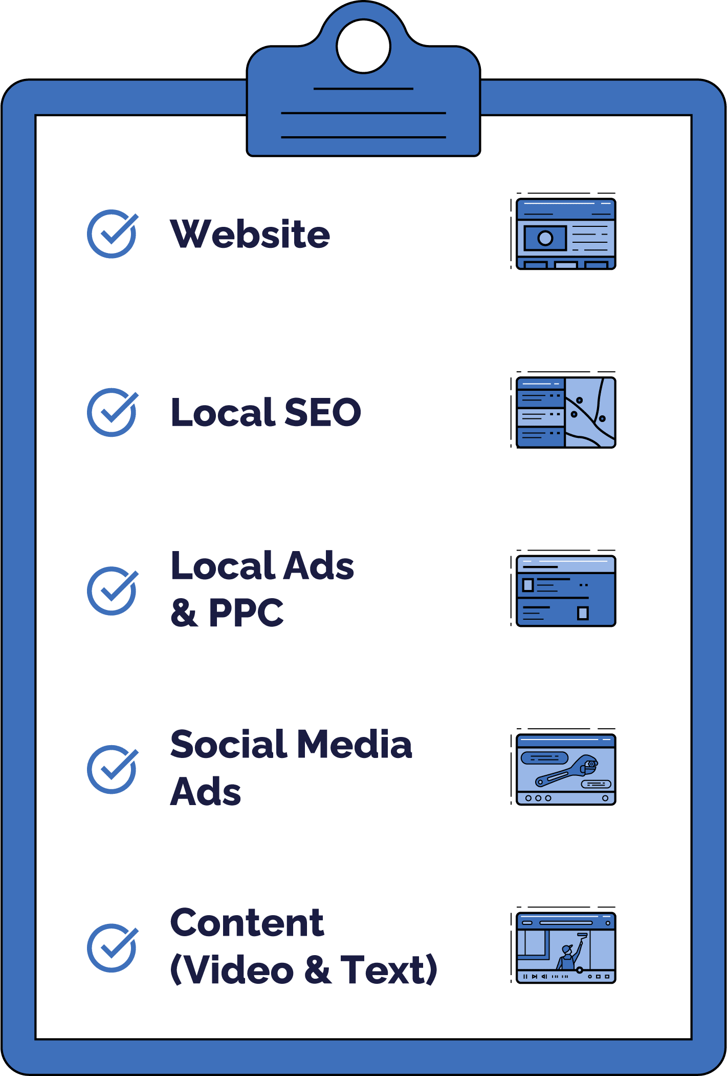 Blue digital marketing helicopter illustration